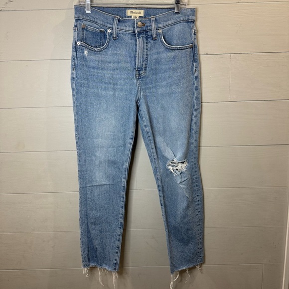 Madewell | The Perfect Vintage Jean Blue Distressed Jeans Size 29P - Picture 1 of 13